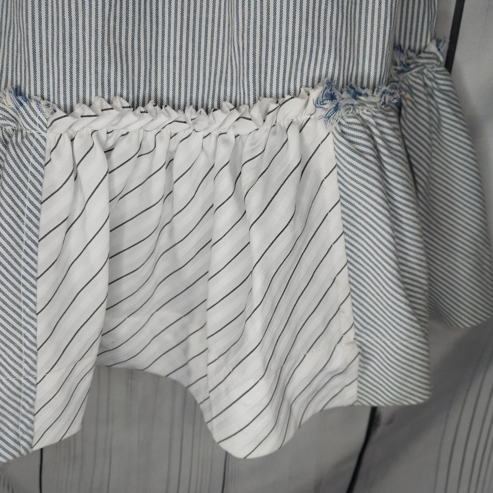Mur Mur Sleeveless Boho V-Neck Striped 100% Cotton Ruffled Coastal Dress - Picture 5 of 14